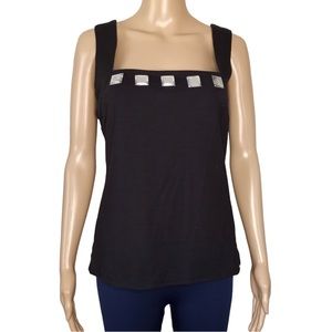 Sandra & Andre Black Bead Embellished Knit Tank Top